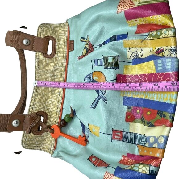 Fossil Womens Key Per Bird City ZB457 Coated Canvas Shoulder Handbag Purse - Picture 11 of 16